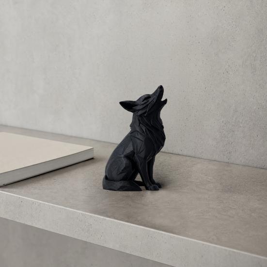 Wolf Howling Statue, 3D Printed Mini Animal Figurine, Standing Sitting Wolf Decor for Desk Shelf, Gift for Wolf Lovers