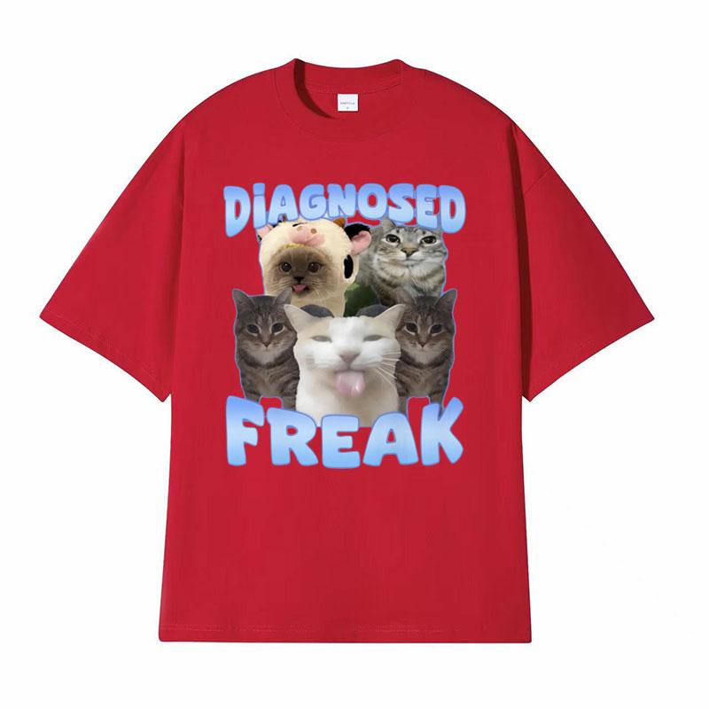 

Diagnosed Freak Funny Watermelon Cat Meme Tshirt Men Womens Summer Streetwear Tee Shirt Fashion Oversized Cotton Humor T Shirt S