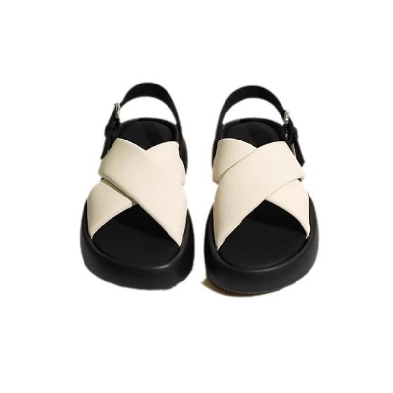 Sandals women's new summer summer models popular versatile word with thick sole black Roman sports women's shoes
