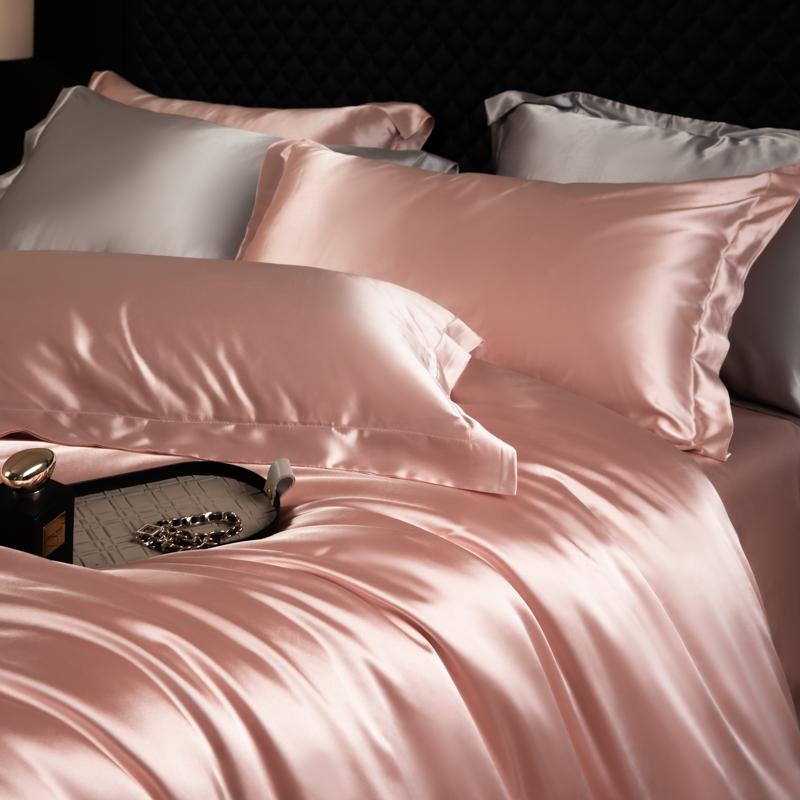 Set Copripiumino Matrimoniale 100% Seta di Gelso con Federe Set Comodi per Letto Lenzuolo in Lino Set Copriletto Setosi