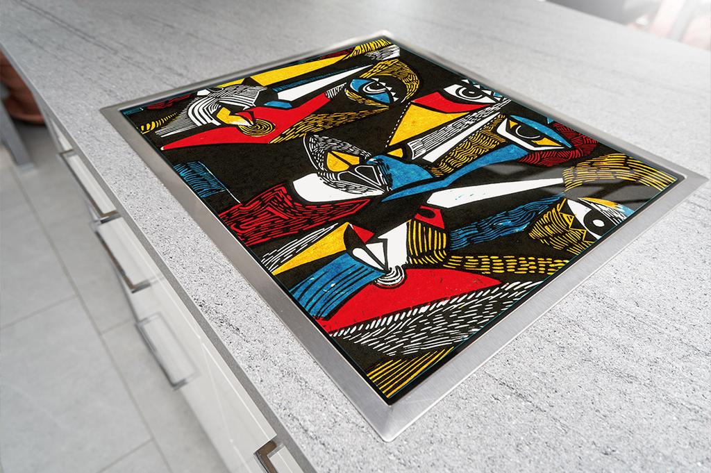 SZKLANA PŁYTA OCHRONNA NA KUCHENKĘ 70x52 POP ART.