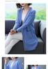 Women's Solid Color Knit Cardigan - V-Neck Mid-Length, Loose Fit Sweater for Spring & Autumn