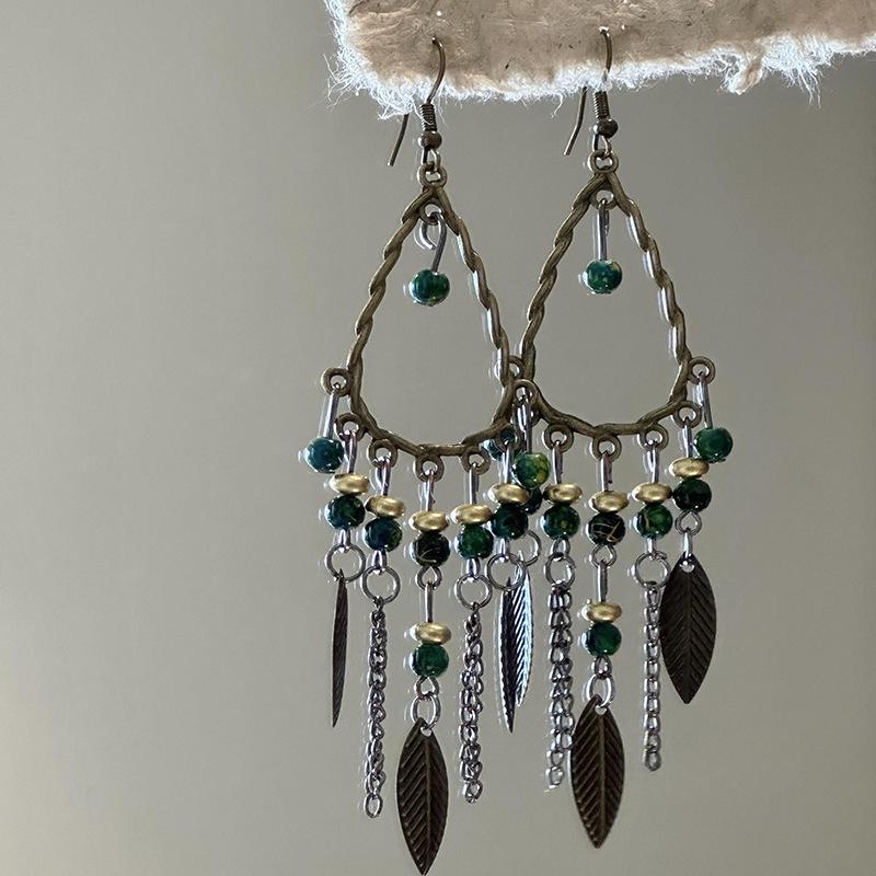 Retro Ethnic Crystal Tassel Earrings: Elegant Water Drop Design for Women
