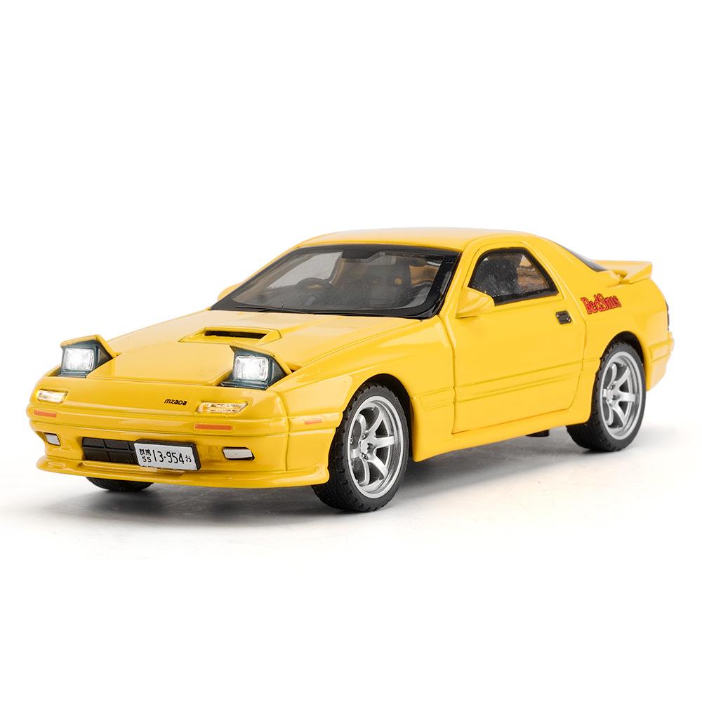 1/32 Initial D Mazda RX7 Alloy Diecast Toy Car Models with Sound Light Scale Model Car Toys for Kids Birthday Collectible Gifts