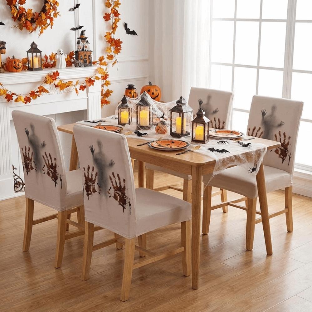 Dust-proof Halloween Chair Covers Vintage Bloody Handprint Chair Cover for Home