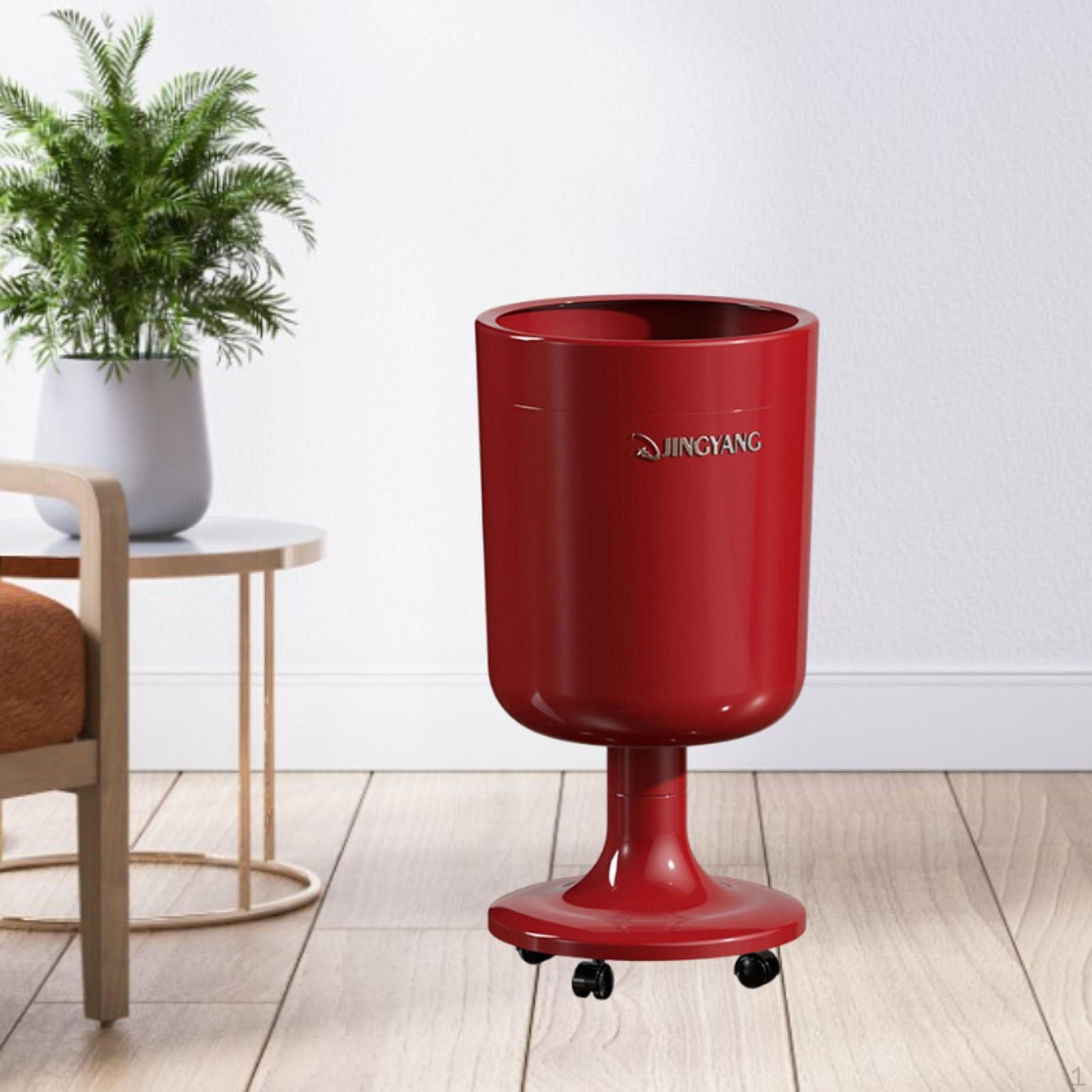 16L Wheeled Trash Can, Spacious Waste Bin, , Made of Material, Quiet, Movable with Swivel Casters красный