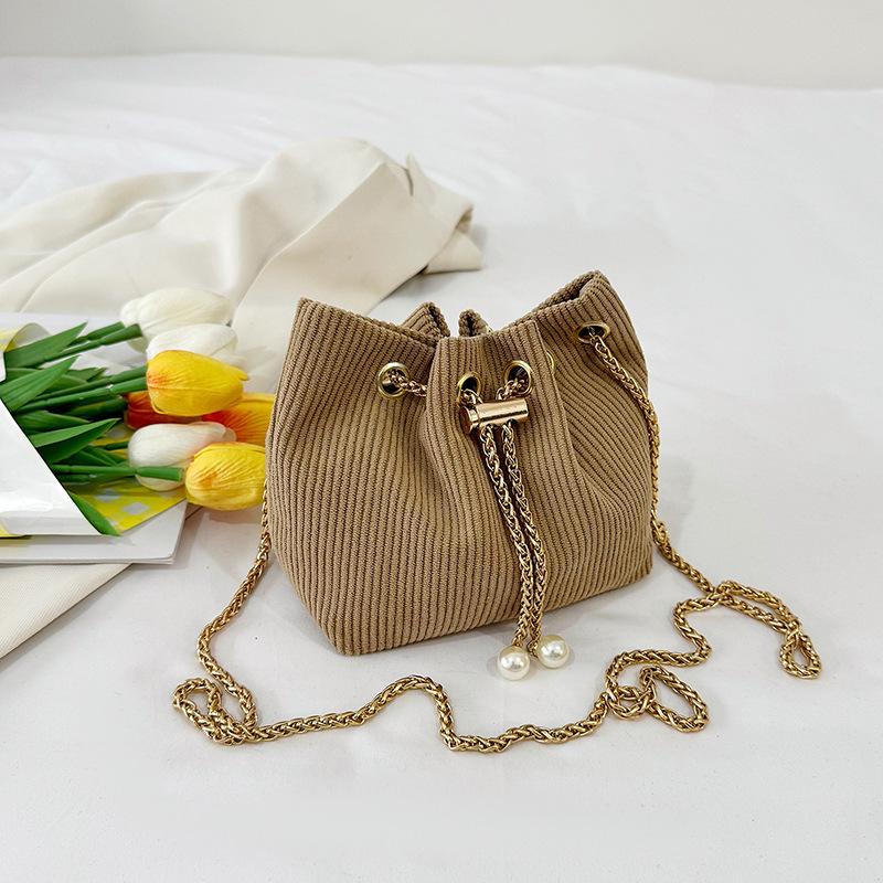 

Модная сумка-ведро на поясной сумке, новая вельветовая сумка-мессенджер на цепочке, персонализированная простая сумка на плечо