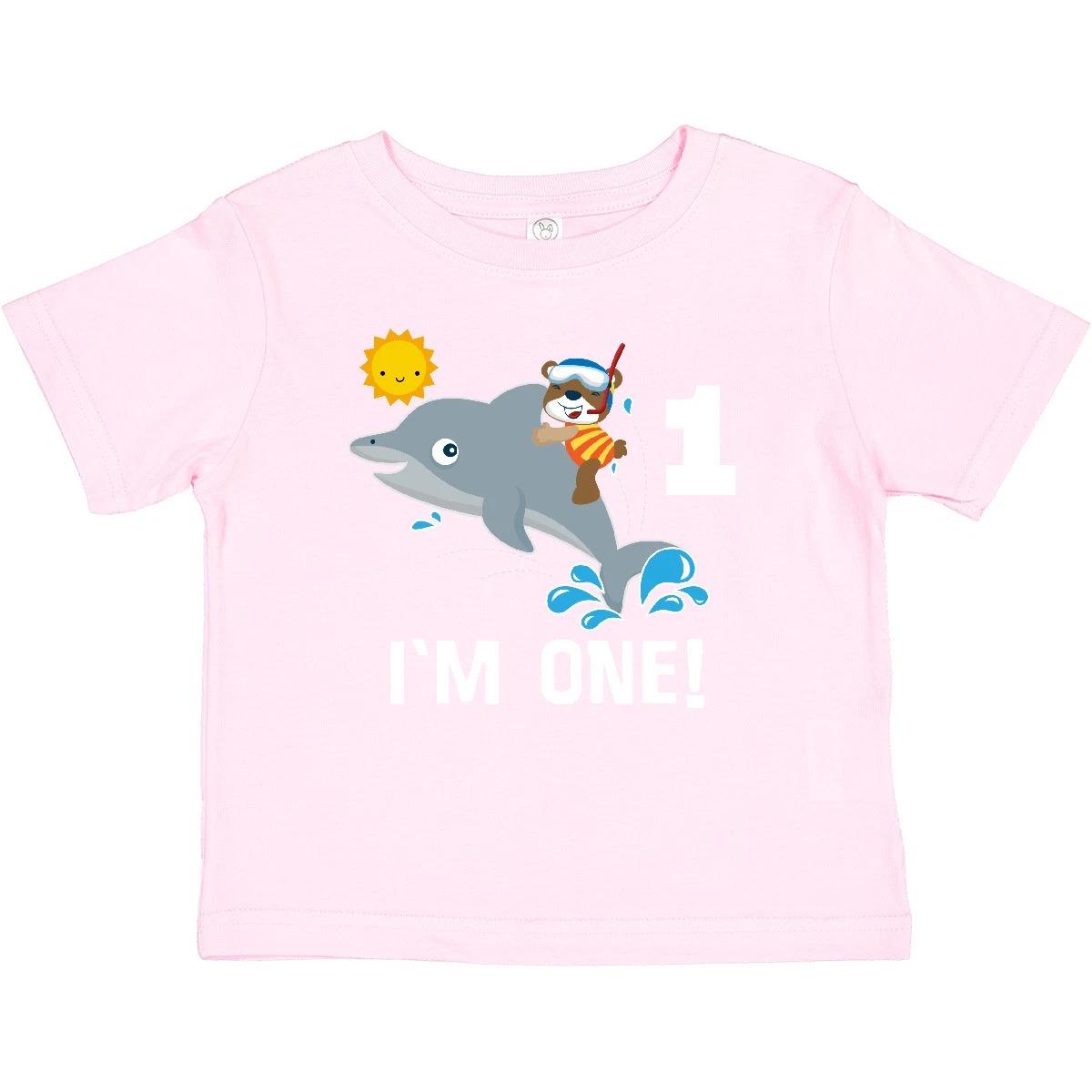 Inktastic First Birthday 1 Year Old Dolphin Baby T-Shirt Summer Childs One Im 140