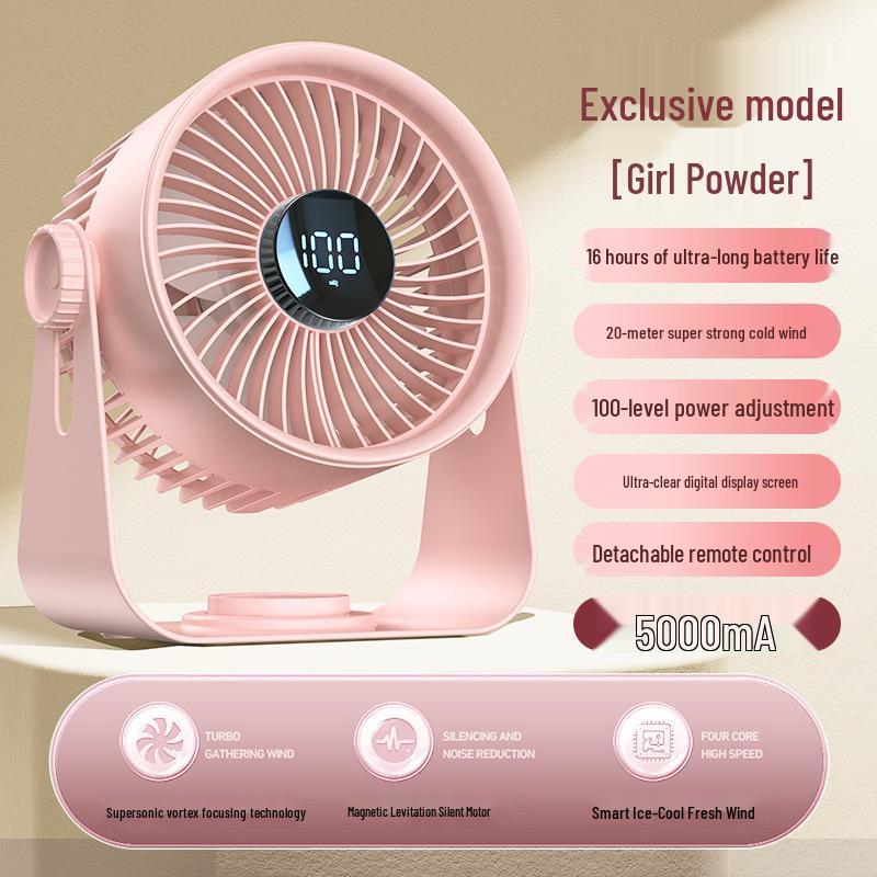 Rechargeable High-Power Desktop and Outdoor Fan with Timer & Remote Control