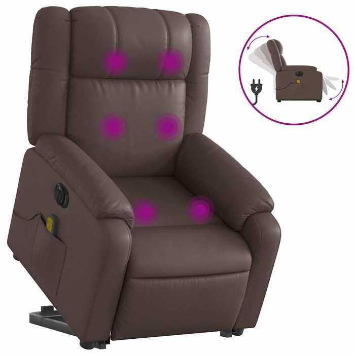 VidaXL Electric Massage Recliner Chair Brown Faux Leather 3205173