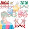2026 Christmas Glasses Gold-Foil Cloth Snowflake Star New Year Photo Props For Party Decor