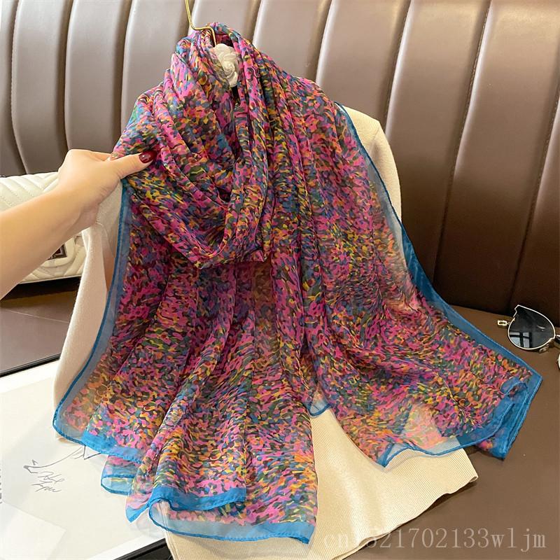 New Spring Large Female Summer Silk Thin Hijab Wraps Women Elegant Floral Scarf Shawl Pashmina Beach Stoles Bufanda Foulard