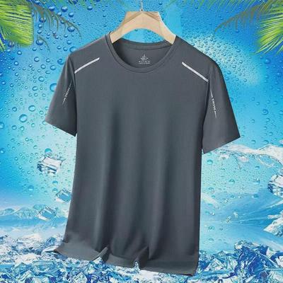 Men's Short-Sleeve Ice Silk Quick-Drying Mesh T-Shirt for Summer Fitness