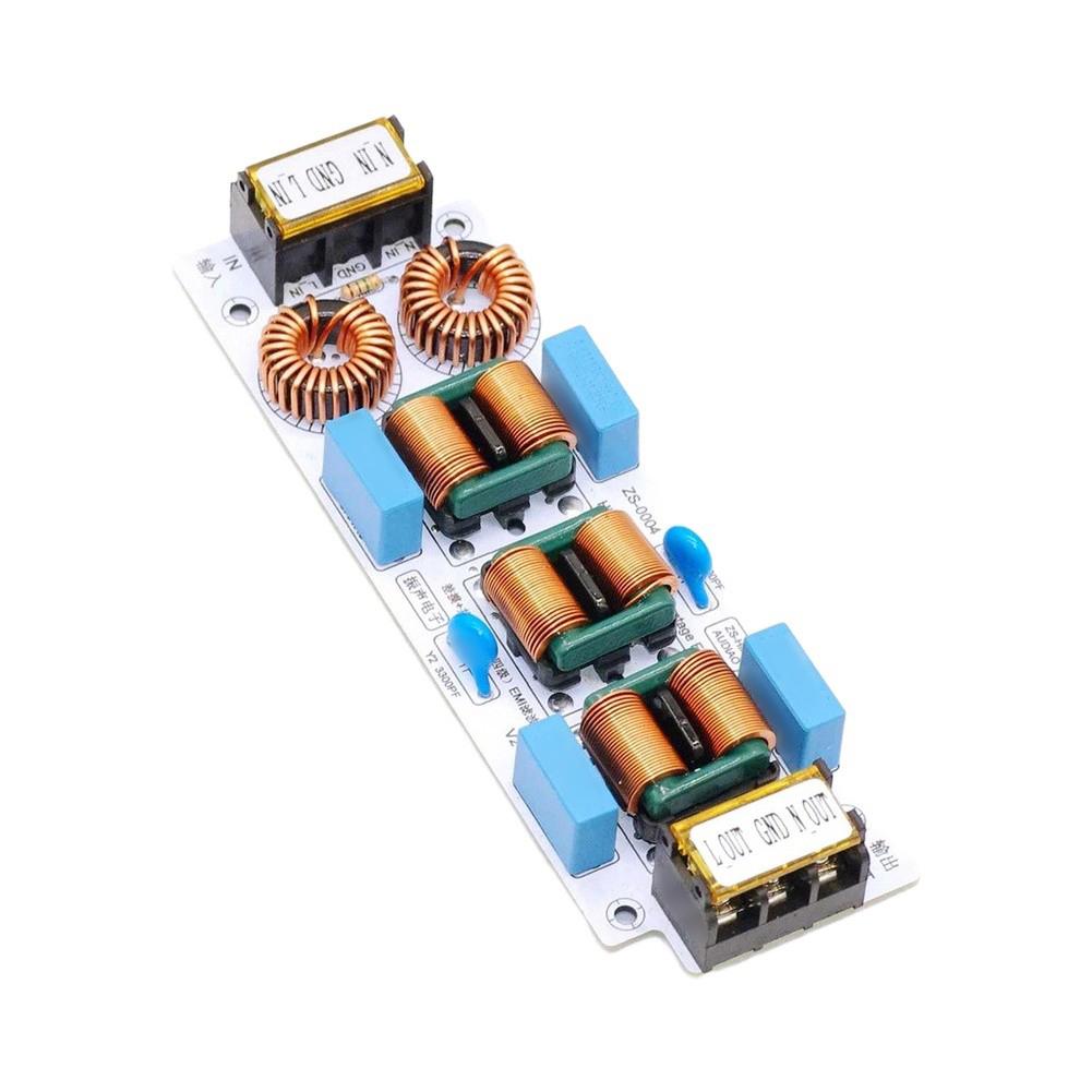 For EMI Power Filter Board for HiFi Audio Equipment Featuring 4-Stage Bidirectional Filtering and 20mm Low-Height PCB Design