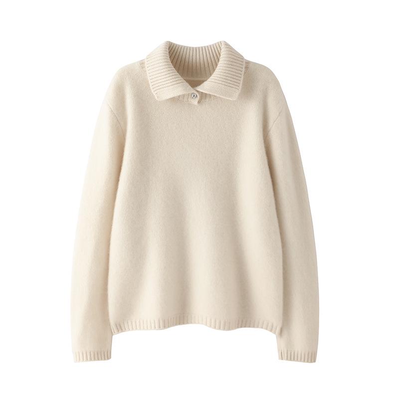 Women's High-Neck Knitted Pullover Wool Sweater - Long-Sleeved, Warm Autumn/Winter Top