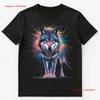 Colorful Paint Splash Standing Wolf Art T Shirt Vintage Homme Top For Everyday Wear Casual