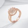 Rose Gold Color Crystal Flower Bride Ring For Women Full Shiny Natural Zircon Accessories Daily Fine Jewelry Gift