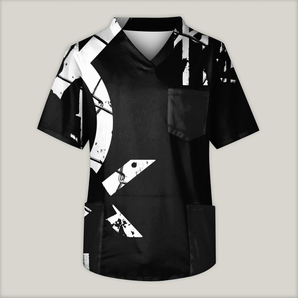 Pánská pracovní halenka s krátkým rukávem a výstřihem do V na hrudi