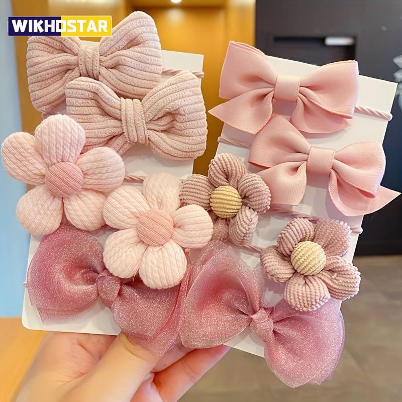 10 Pieces Of Cute And Sweet Style Bow Flower Design, Strong Elasticity, Does Not Damage Hair, Suitable For Ponytail Hair Accesso