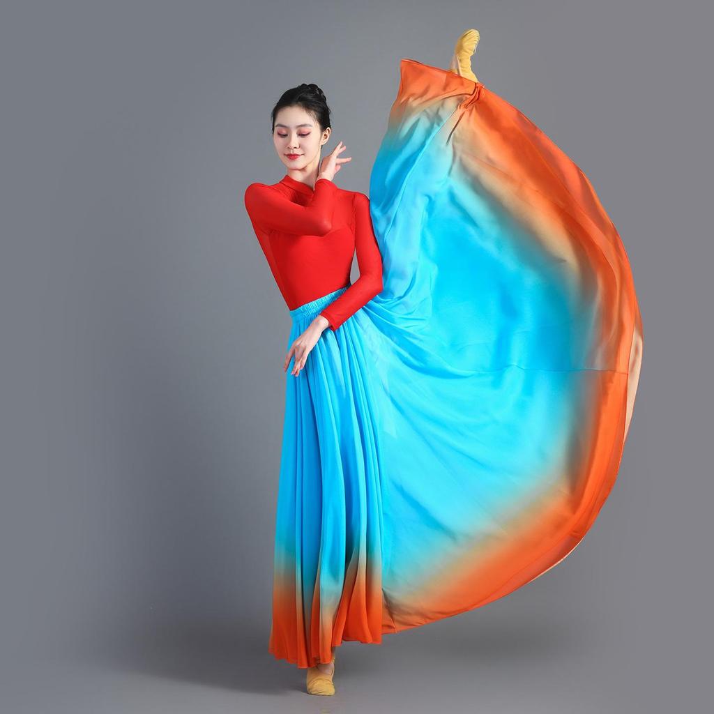 Gonna Lunga Fluida a 720 Gradi Gonna da Danza del Ventre Gradiente Costume da Ballo Classico per Donna Gonna Solare