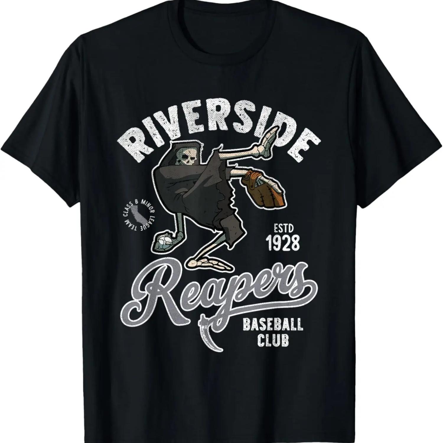 Ретро футболка бейсбольной команды низшей лиги Riverside Grim Reapers S