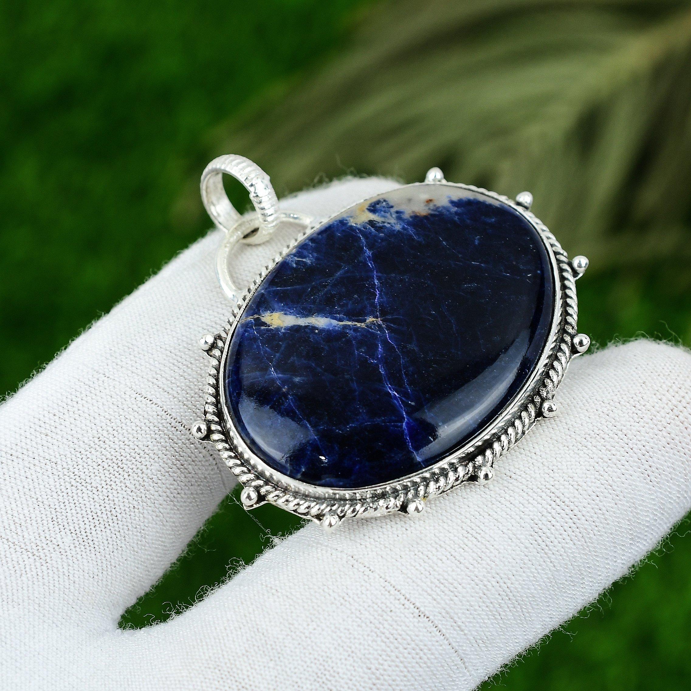 

Gift For Her 925 Sterling Silver Natural Sodalite Gemstone Jewelry Pendant