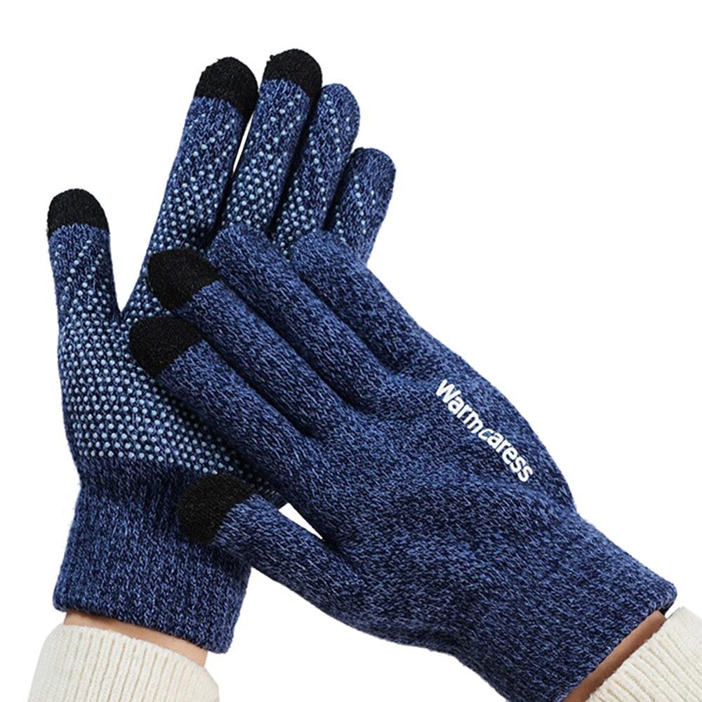 

Breathable Full Fingered Gloves Cold-proof Wool Knitted Fashion Five Finger Gloves Men Women синій