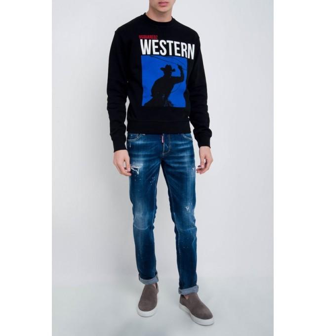 DSQUARED2 branded Italian western sweatshirt black - Size: M