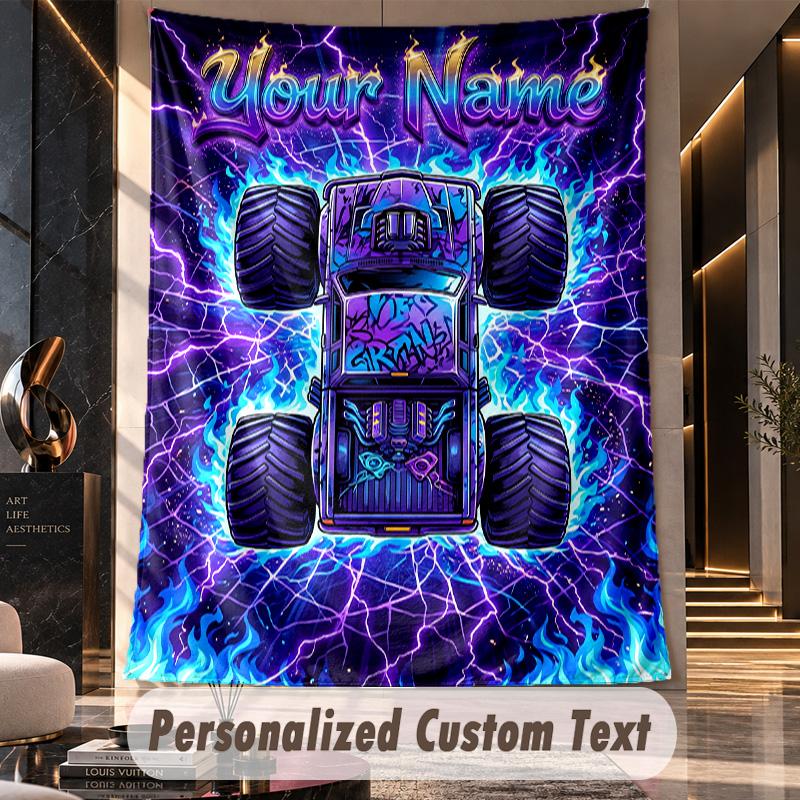 Monster Truck (22) Arazzo Personalizzato con Tema Testo Nome Personalizzato Appeso a Parete Arazzo Decorazione per la Casa Tessuto di Sfondo