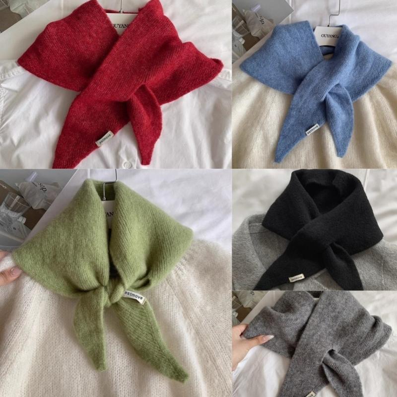 Korean Triangle Scarf Niche 100% Wool Triangular Scarf Women Headscarf Knitted Scarf Multi-functional Warm Knitted Scarf