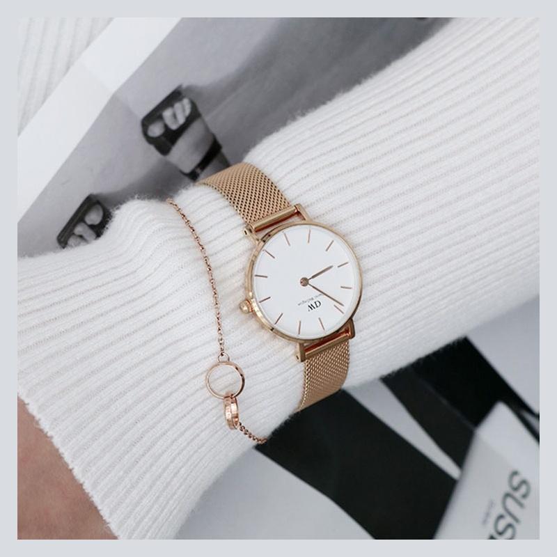 Daniel Wellington European and American watches PETITE series watches, quartz movement, stainless steel strap, white dial, women's watch DW00100447