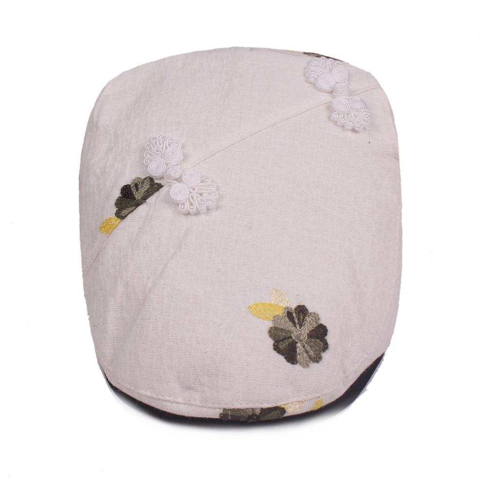 Chinese Style Duck Tongue Cap Ms. Flowers Beret National Wind Retro Buckle Forward Cap Cotton Women Hat