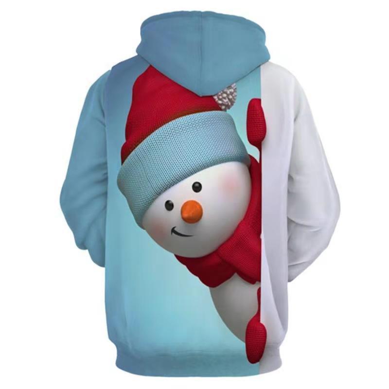 Women Hoodies Men Sweatshirt Snow Man Print Christmas Gift Casual Pullover Top