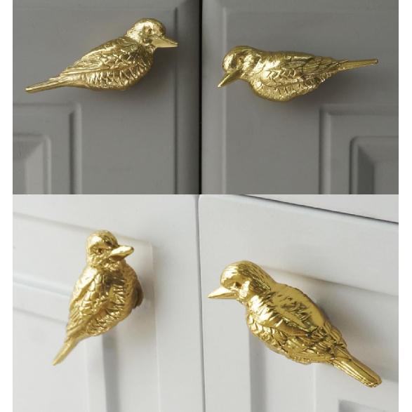 CatchDragn Bird Animal Cabinet Knobs Brass, Gold Drawer Knobs 2 Pack,Modern Pull for Dresser Drawers Cabinet Laundry Room Kitchen
