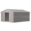 13 x 11 pés Galpão de Armazenamento de Metal para Jardim Galpão de Armazenamento Externo com Kit de Fundação Ventilação e Portas, Cinza Claro
