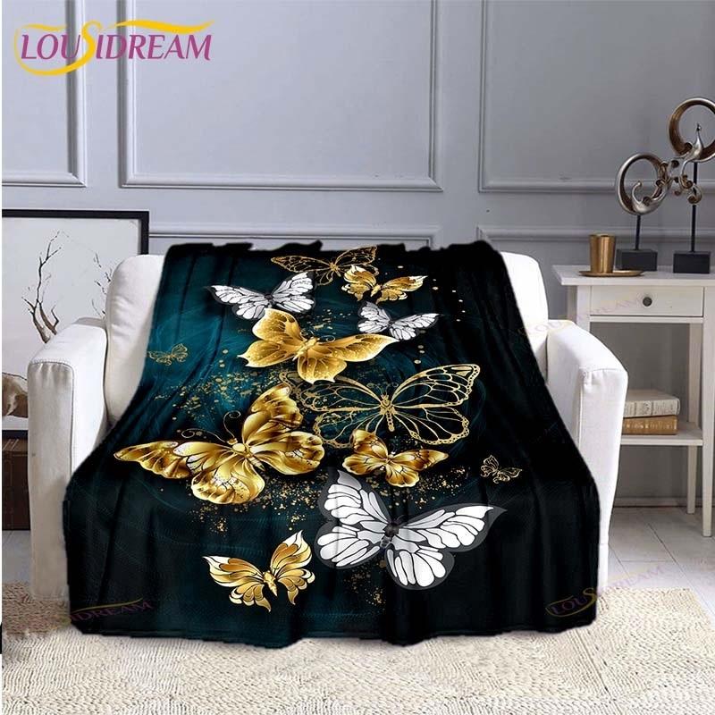 Butterfly Throw Blanket Soft Comfortable Sofa Blankets and Throws Flannel Blankets for Adults