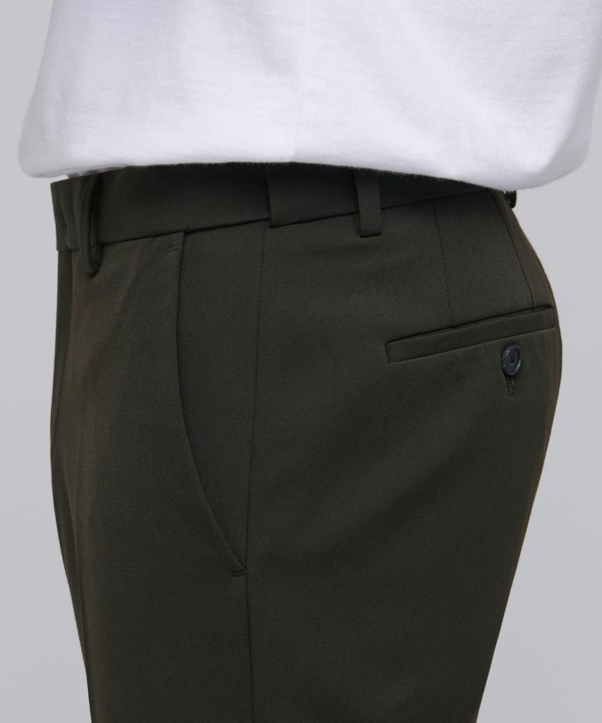 MUSINSA STANDARD Tapered Hidden Elastic Waist Length Slacks [Khaki]