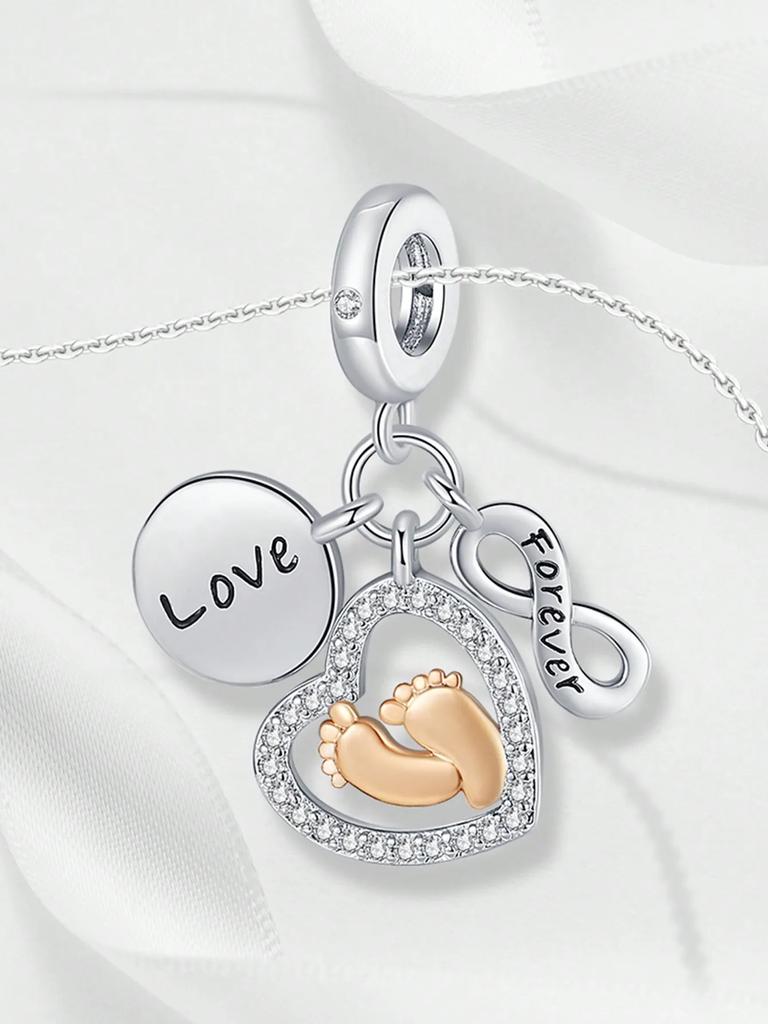 Charms Plata Copper Colors Mother'S Day Love Hug Letters Beads Pendant For Original Bracelet For Women Diy Jewelry Love Gift