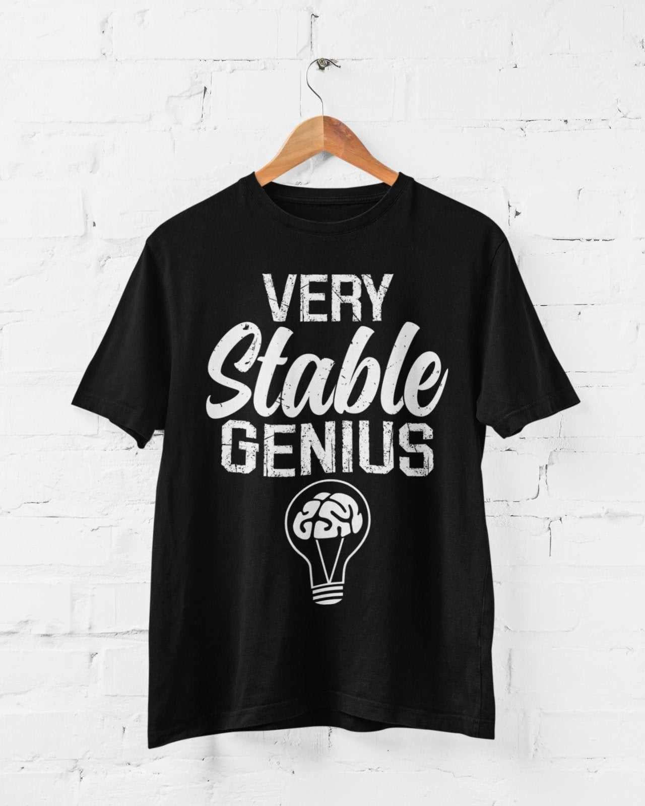 Funny T Shirt Very Stable Genius Trump Parody Novelty Lightbulb Unhinged Gift 2XL