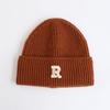Wool hat women's autumn and winter new letter R standard knitted hat flanged ear protection warm Internet celebrity cold hat tide