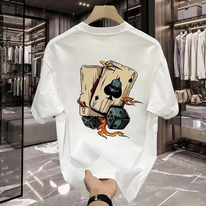 Premium Men's Heavyweight Cotton Streetwear T-Shirt - Trendy Loose-Fit, Short-Sleeve Summer Top