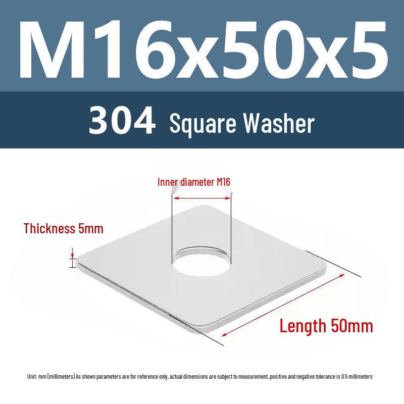 Yigu 304 Stainless Steel Thickened Square Flat Washer M3/M4/M5