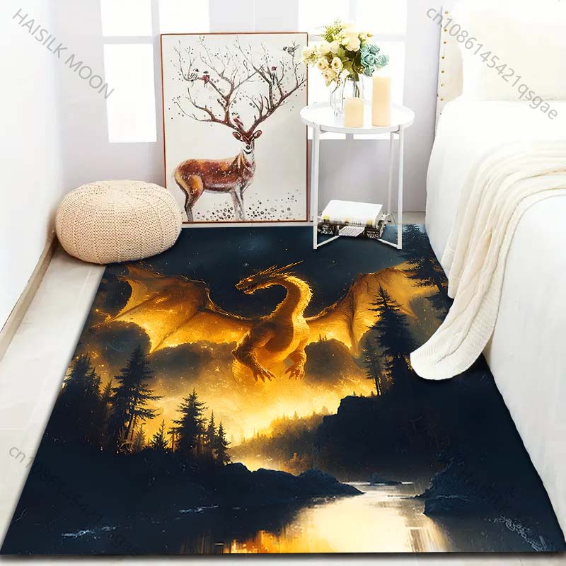 1PC Dragon In Night Sky Pattern Rug Carpets for Bedroom Living Room Sofa Mat Creative Door Mat Cloakroom Home Decor