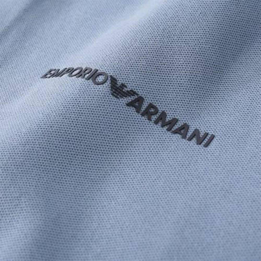 Emporio Armani FW23 Letter Print Logo Short Sleeve Polo Shirt Men tops Fog-Blue 3R1F74-1JCYZ-0738