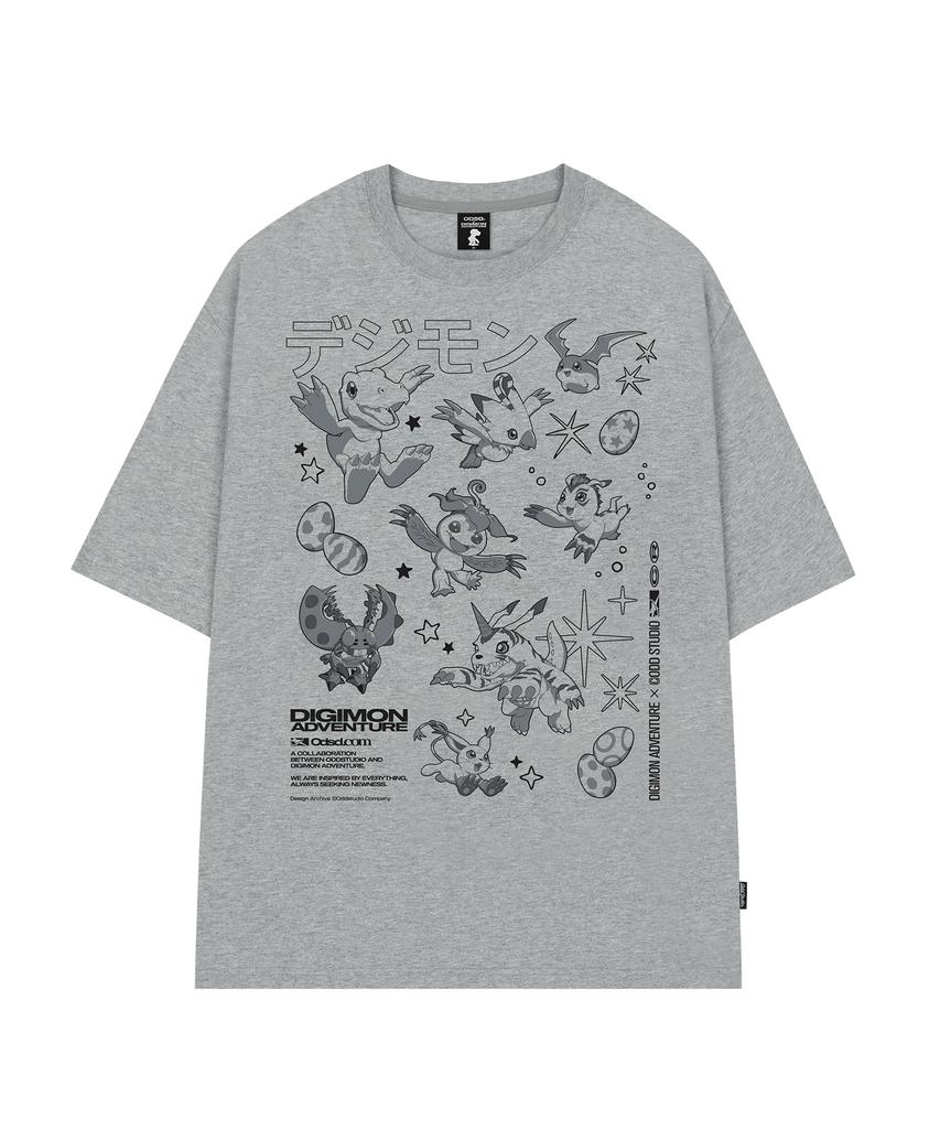 ODDSTUDIO [Digimon Adventure] Camiseta Holgada Etapa Novato Digimon - 4 Colores