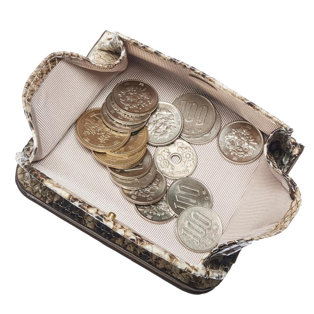 HENLY COAT Anaconda Diamantina Bifold Wallet with Cowhide Coin Feng Shui Gift Boxed Women's Italian-Made Leather, Box-Shaped Purse, Design,