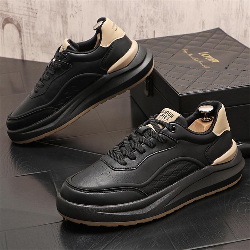 

Men s Casual Thick Soled Sneakers Breathable Shoes Spring Designer Men s Slip on Walking Flats Shoes Fashion Vulcanized Shoes 38 чёрный