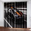 3D Trendy City Sports Car Scenery 3D Printing Semi Sunshade Window Curtain Polyester Fabric For Bedroom Hook Accessories  2pcs