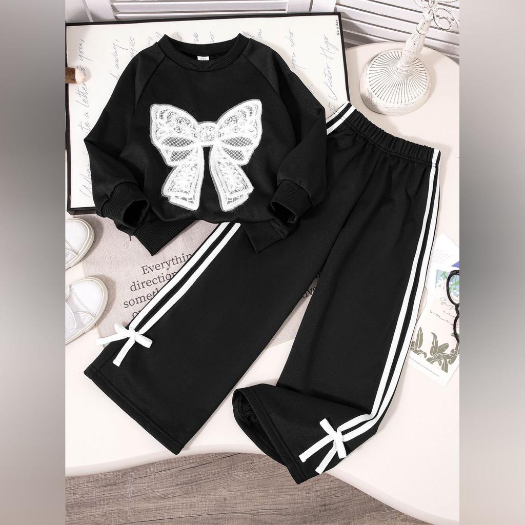 Kids Cartoon Casual Fashion Outfit Set Long Sleeve Top & Pants