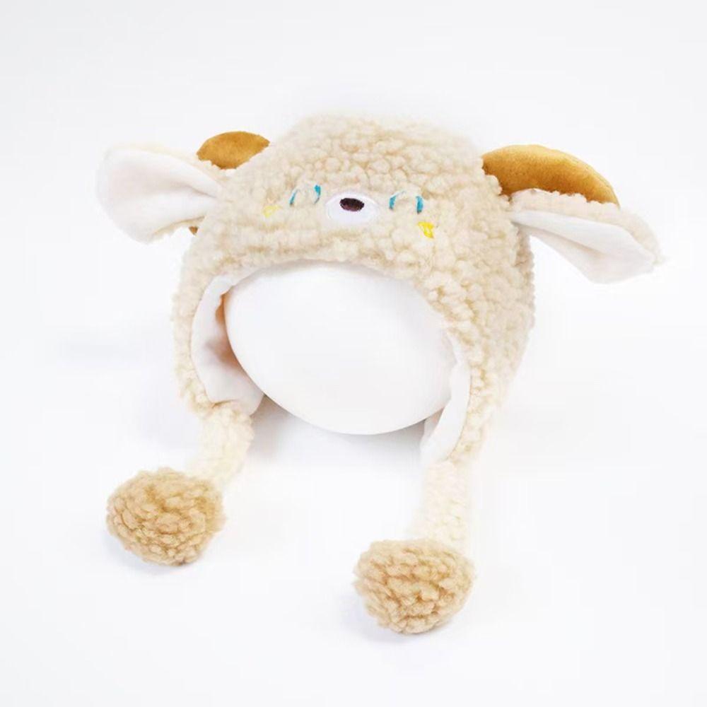 Thickened Lamb Beanie Caps Kawaii Children's Pullover Hats Winter Warm Hat  Outdoor Activities